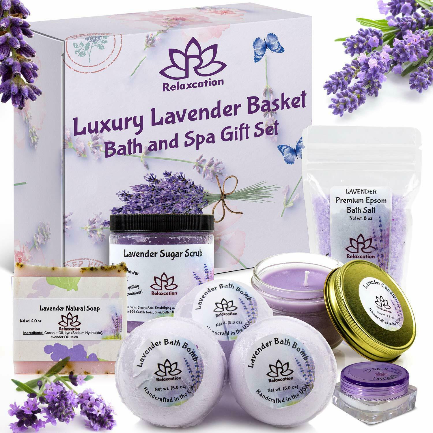 Lavender Gifts Set For Women - All Natural 8 Items - Handmade USA Fast Shipping