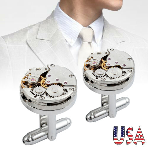 Watch Movement Cufflinks Men's Shirt Wedding Cuff Links Wedding Business Office