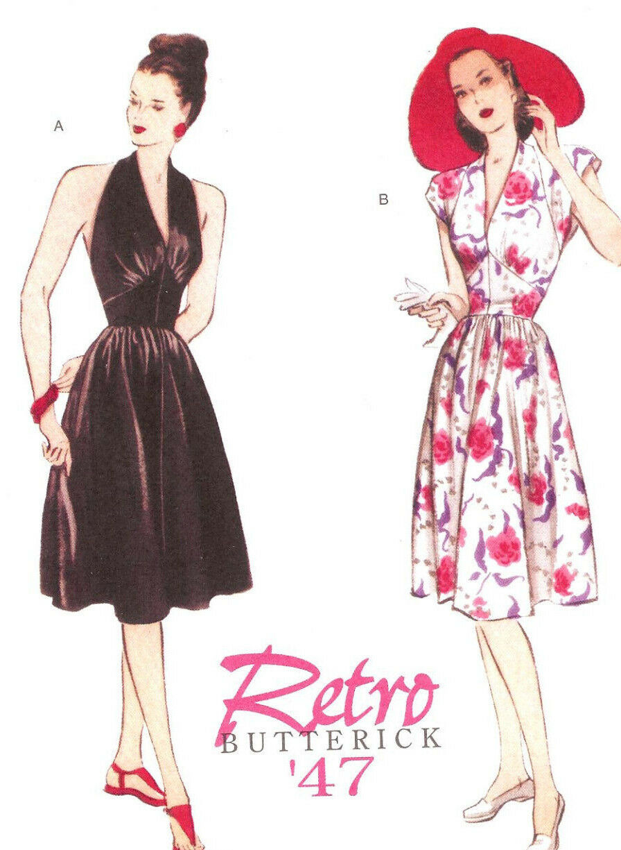 Sun Dress PATTERN 1947 Retro Butterick 5209 Repro Sz6-20 Pearl Harbor WWII style