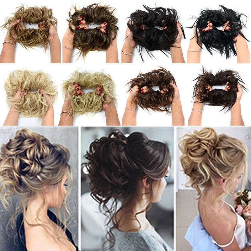 THICK X-LARGE Messy Bun Hair Piece Scrunchie Updo Wrap as Human Hair Extensions
