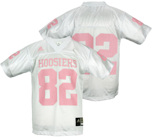 Adidas NCAA College Youth Indiana Hoosiers Football Jersey, White and Pink
