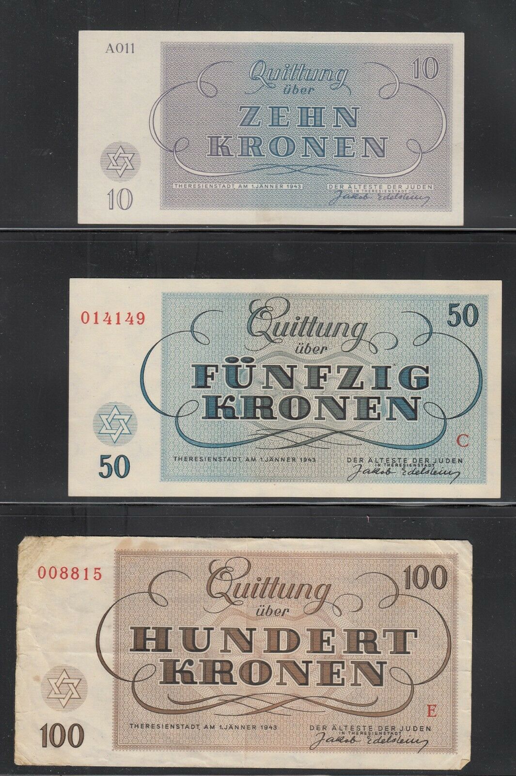 1943 Judaica Holocaust WW2 Theresienstadt Ghetto money notes.. read description