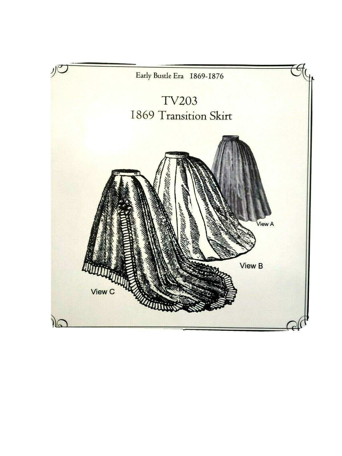 Sewing Pattern for 1869 Ball Gown Skirt Truly Victorian TV203 new uncut