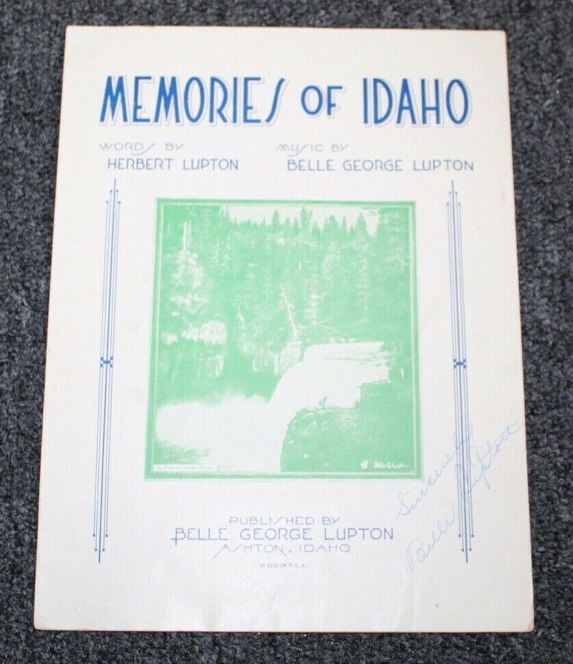 Vintage 1946 Sheet Music MEMORIES OF IDAHO Signed!