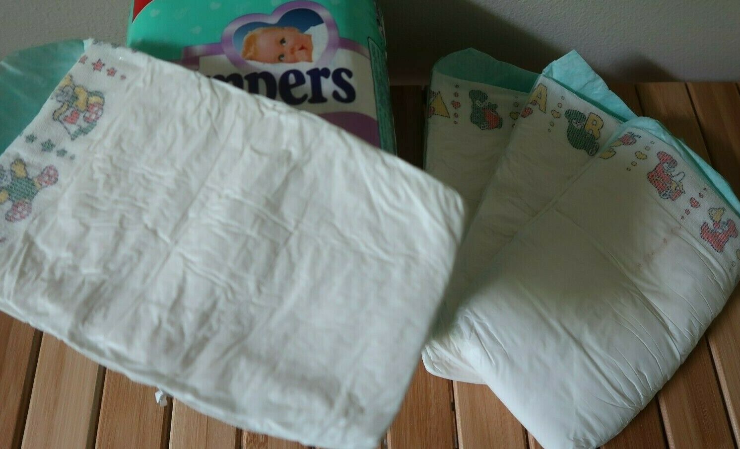 Vintage 1997 Pampers Plastic Large Junior up to 55 lbs Single Diaper Sample New