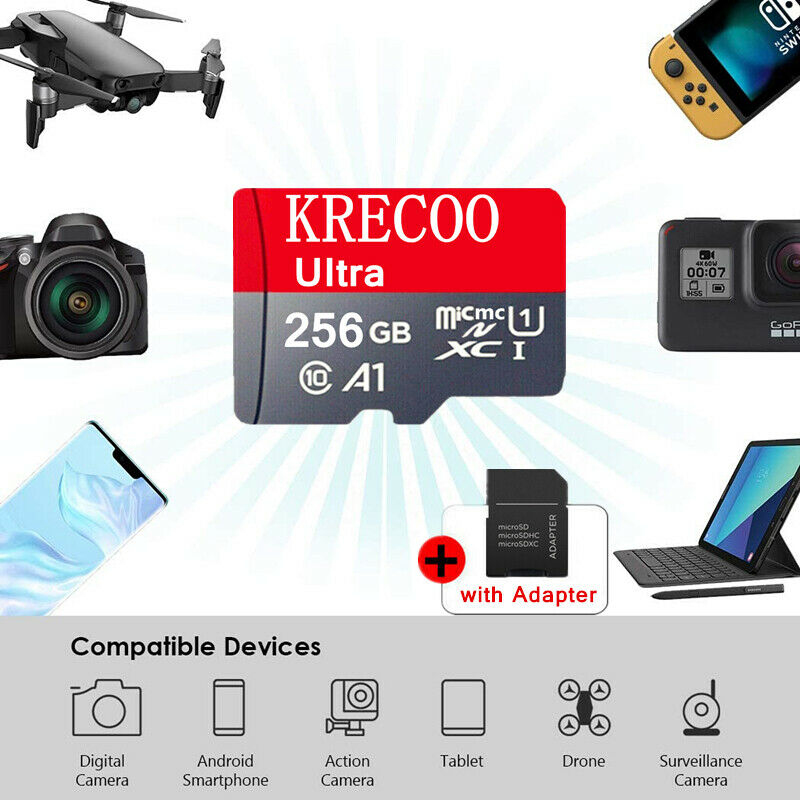 New Memory Card High Speed TF 64GB 128GB 256GB Class10 Micro Card with Adapter