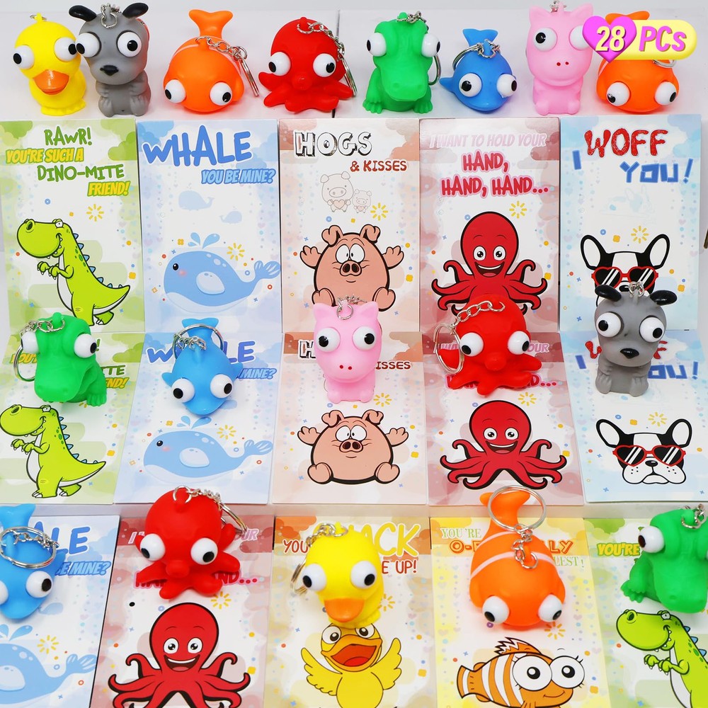 Valentine Stress Relief Pop Eye Cards 28 Pack with Popping Out Eyes-image