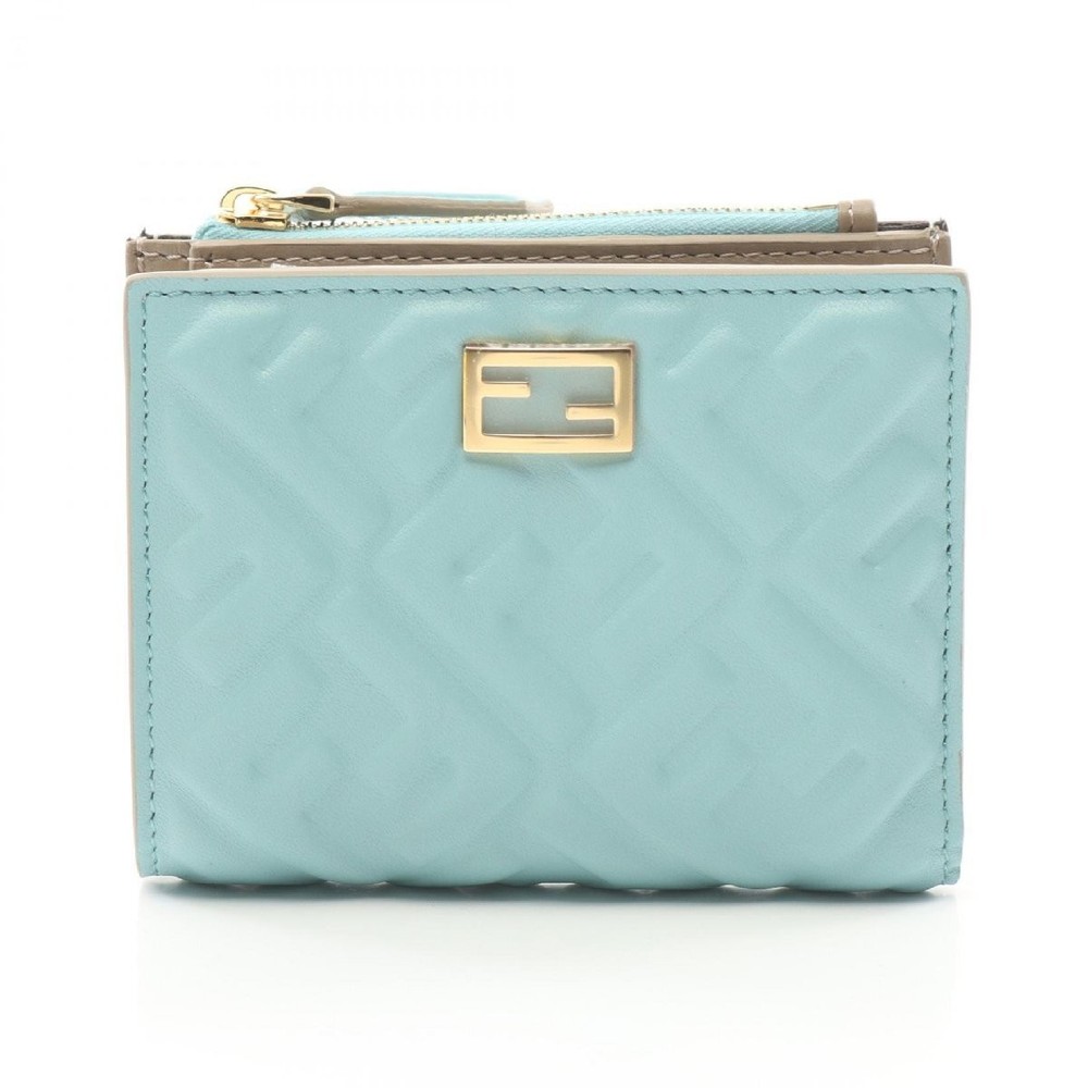 FENDI SLIM BAGUETTE LEATHER BIFOLD WALLET WITH FF PATTERN 643689