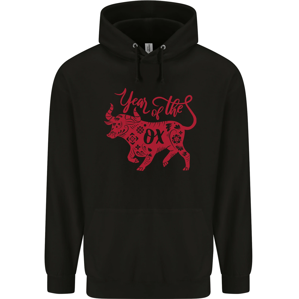 Chinese Zodiac Shengxiao Year of the Ox Mens 80% Cotton Hoodie