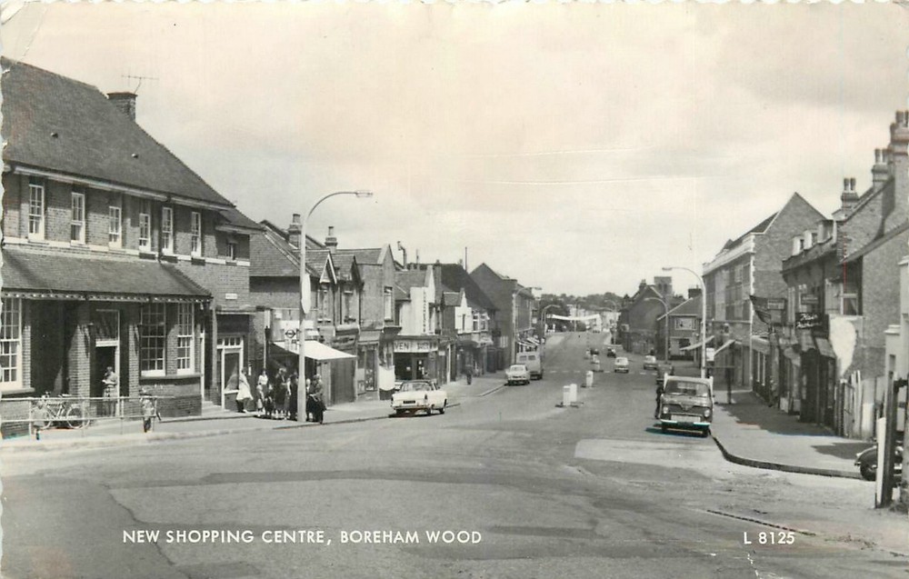 1961 London UK Borehamwood Hertfordshire Street Postcard RPPC 24-11811