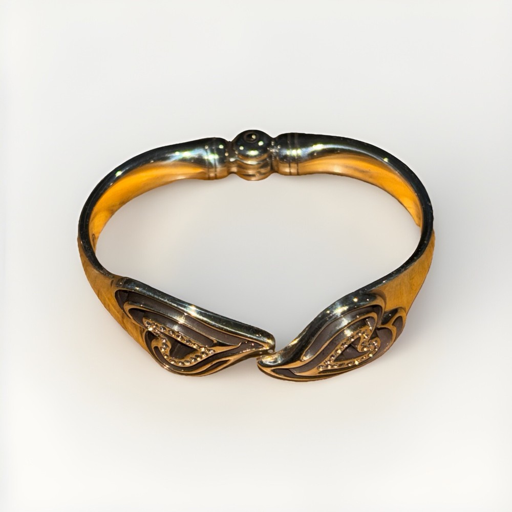 Brighton Double Heart Hinged Cuff Bracelet with CZ Accents