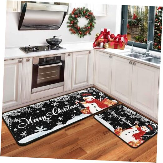 Christmas Kitchen Mats Set of 2, Christmas Decorations for Home, Snowman