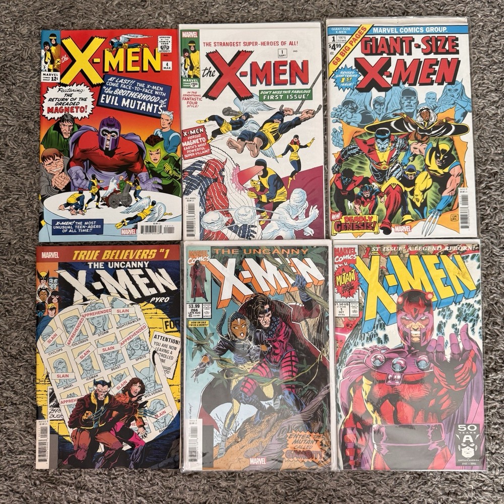 X-Men Comic Lot of 6 - Marvel True Believers, Uncanny & Giant-Size