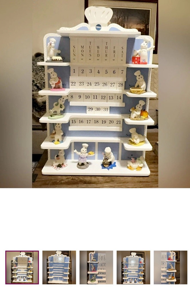 VTG The Pillsbury Doughboy Co. Wooden Calendar/Figurines The Danbury Mint
