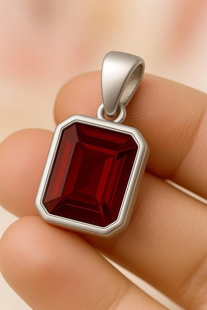 Certified 25 Ct Natural Red Painite Pendant in 925 Sterling Silver Best Gift