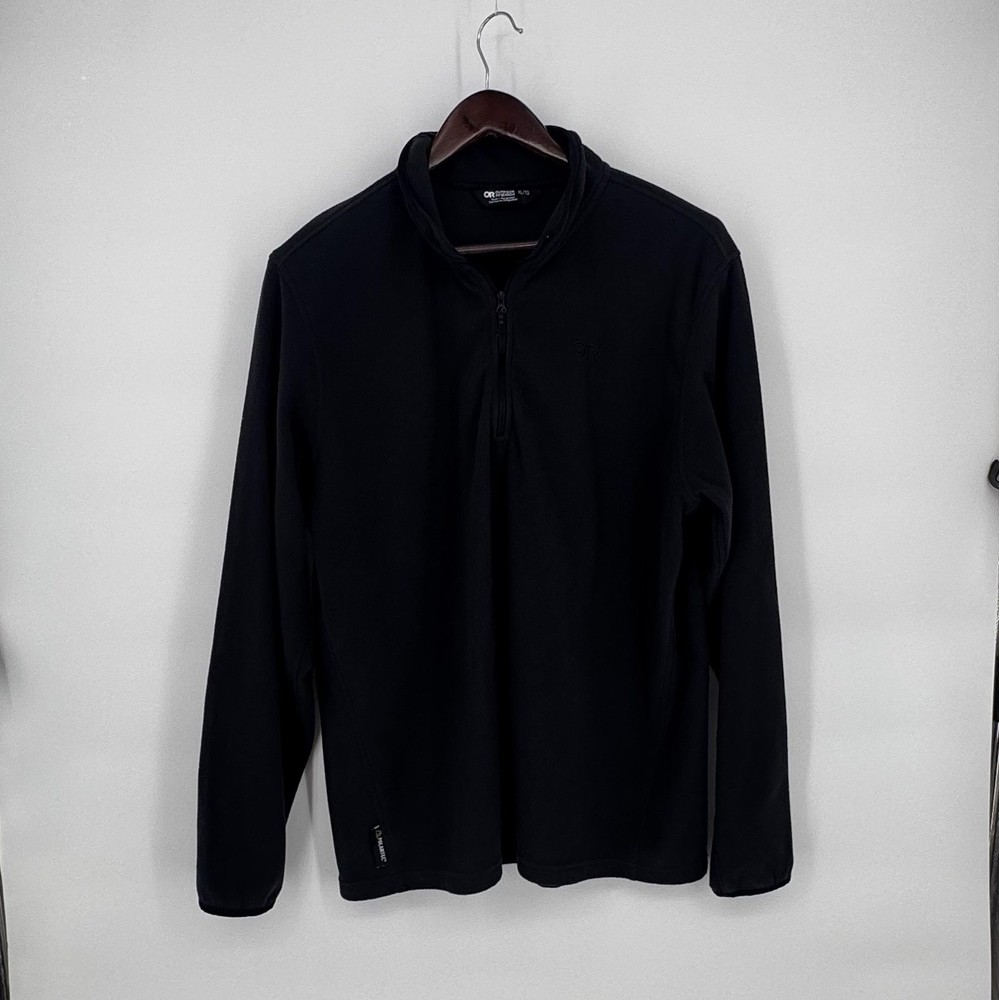 Outdoor Research Pullover Mens XL Black Polartec 100 Fleece 1/4 Zip Hiking