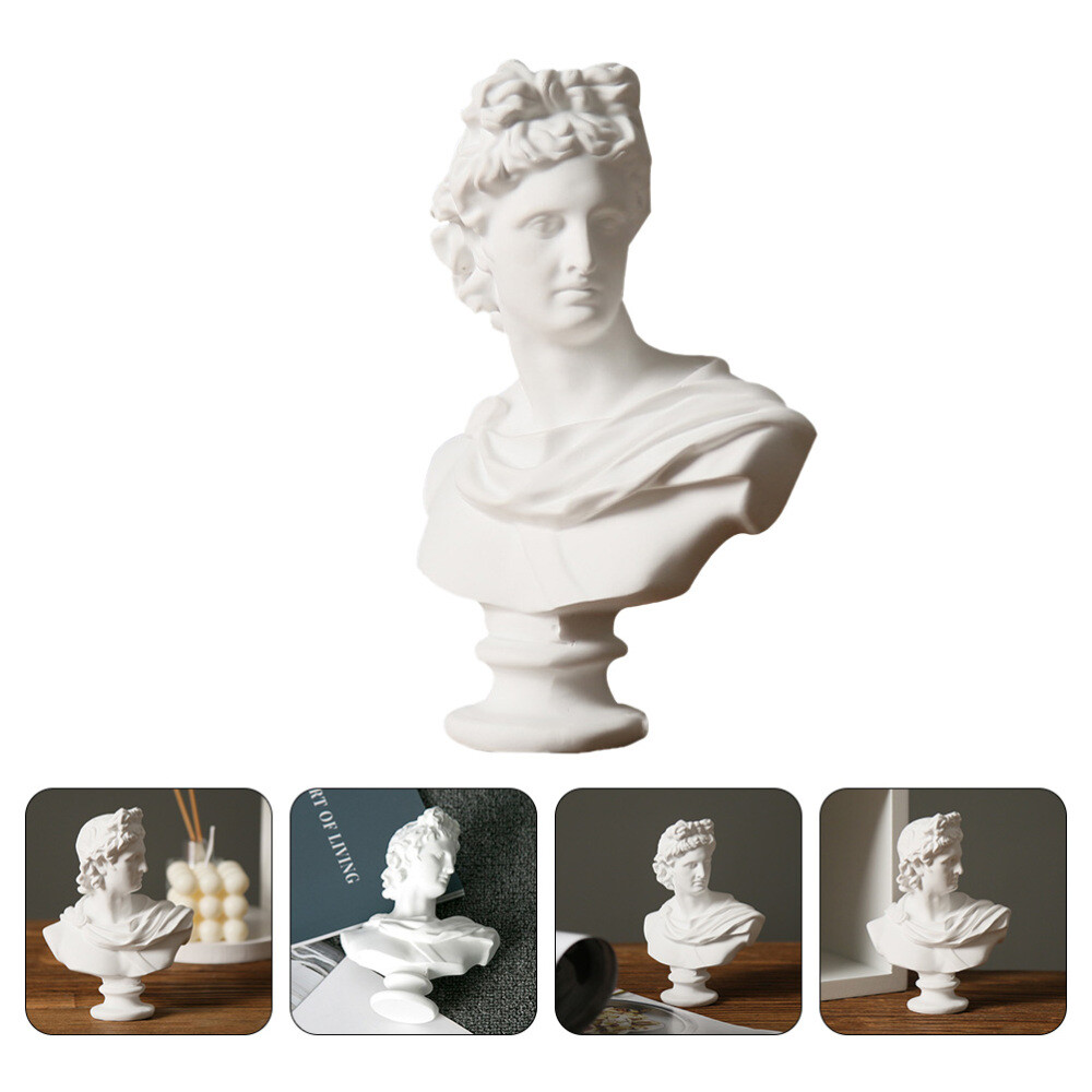 White Human Sculpture Figure Classic Greek David Bust Statue