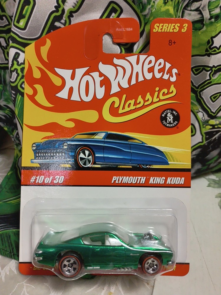 Vintage 07 Hot Wheels Classics #3 Plymouth King Kuda Green w SP5RL Wheels  