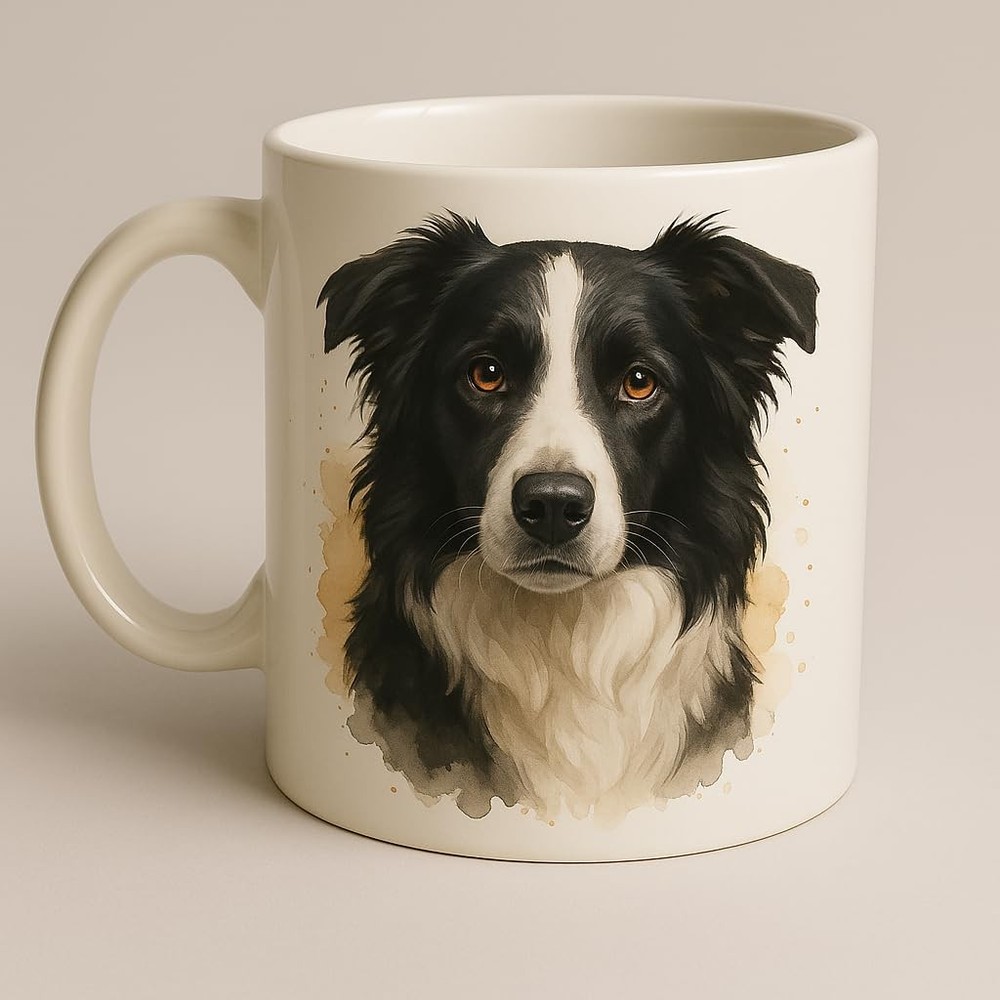 Border Collie Mug Brew Crew Gifts Ceramic 11 Oz Watercolour Dog Portrait