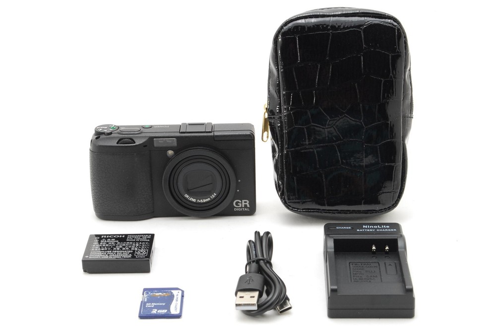 [EXC+4 w/SD Card,Case] Ricoh GR Digital 8.1MP Black Compact Camera From JAPAN