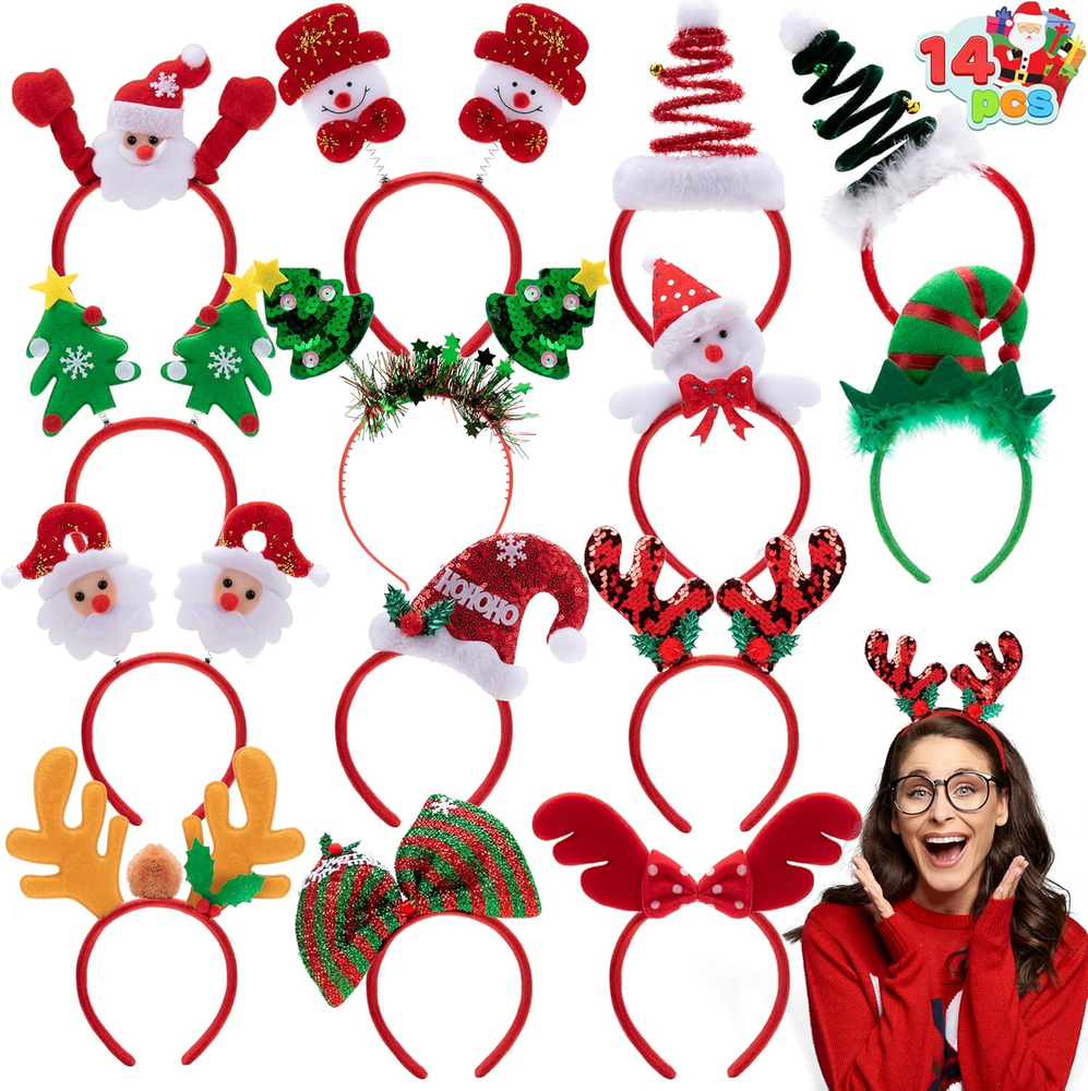 14 PCS Christmas Headbands with Different Designs Party Holiday Headbands for Ki