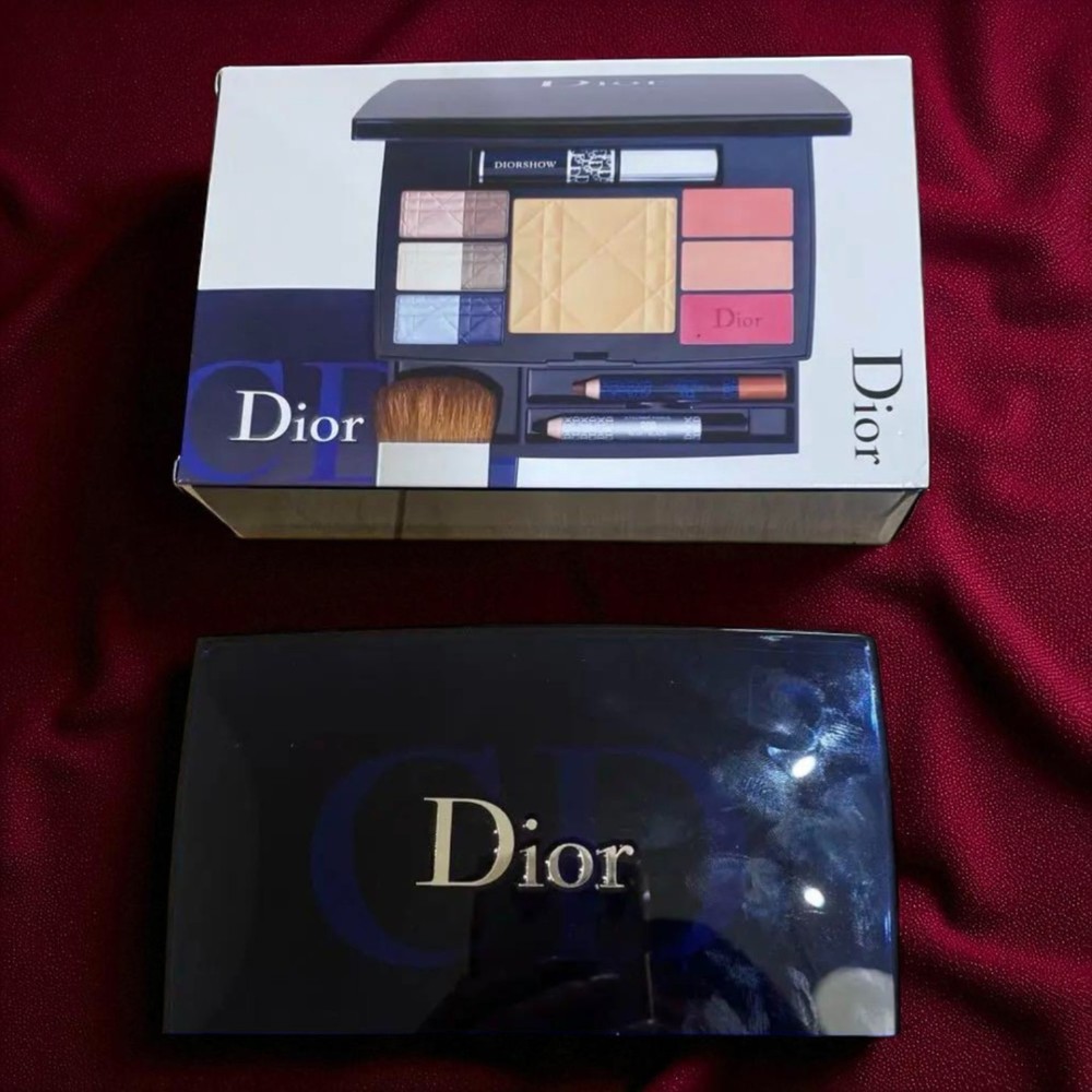 Dior Travel Makeup Palette with Pink Purple Beige Eyeshadow and Cheek Colors