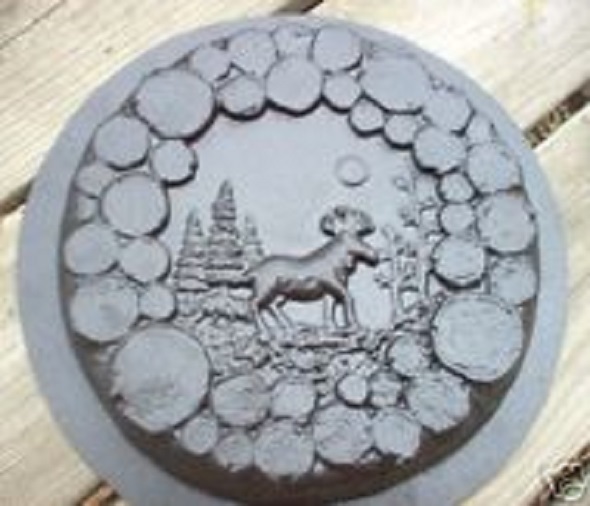 Log Moose Stepping Stone Mold 10x1 Inch for Plaster Concrete Elk Stone Plastic Mould  