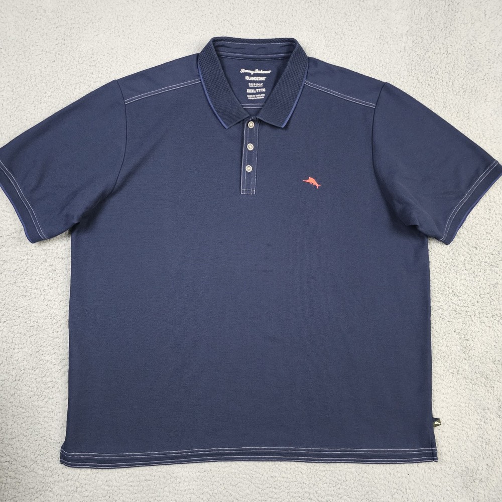 Tommy Bahama Polo Shirt Mens 3XL Navy Emfielder Island Zone Short Sleeve Supima