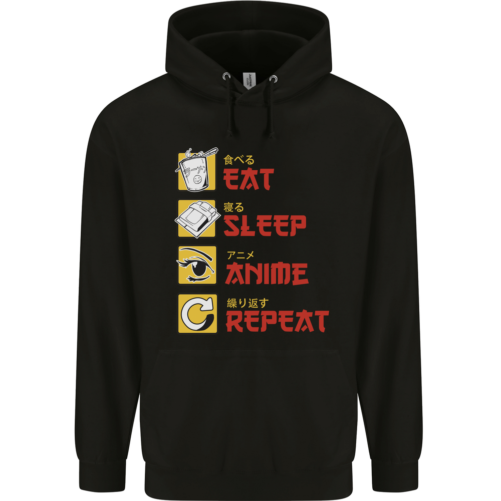 Eat Sleep Anime Repeat Mens 80% Cotton Hoodie