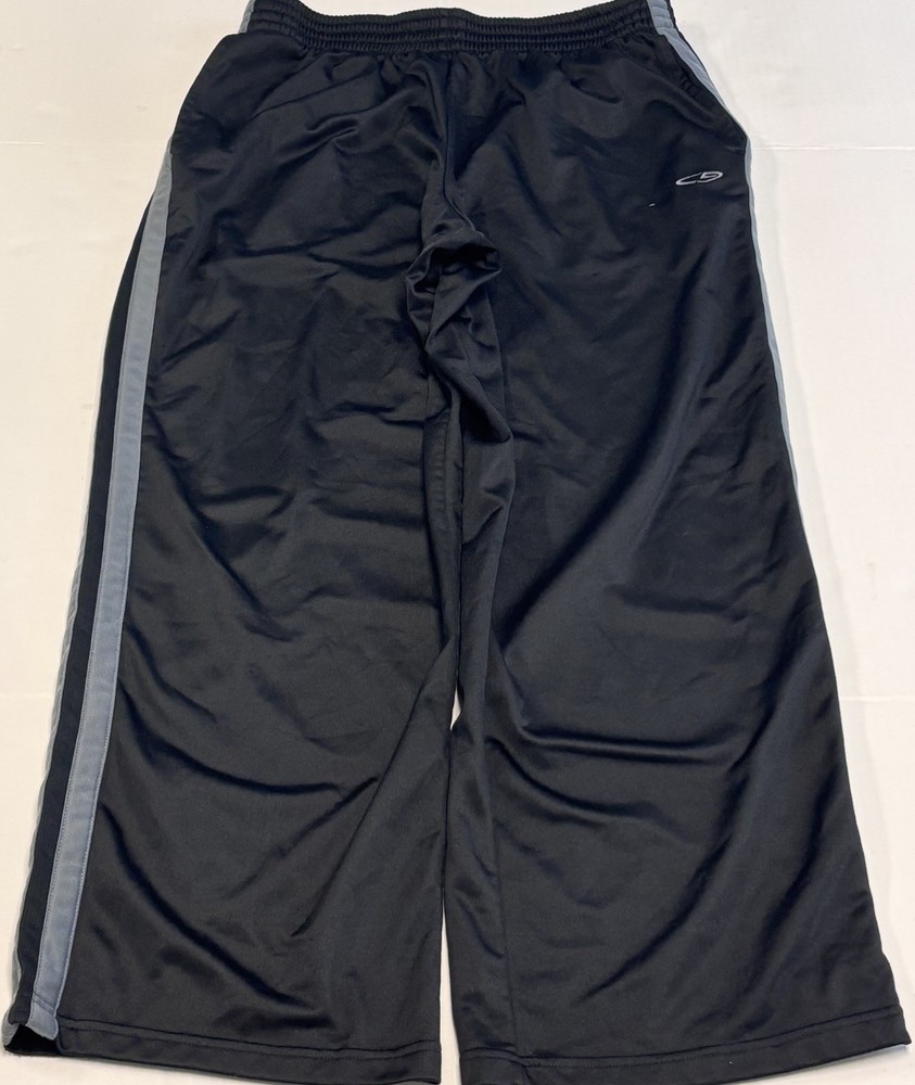 Champion Athletic Track Pants Men Medium Black & Gray Striped Wide Leg Workout