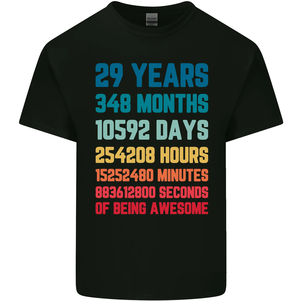 29th Birthday 29 Year Old Mens Cotton T-Shirt Tee Top