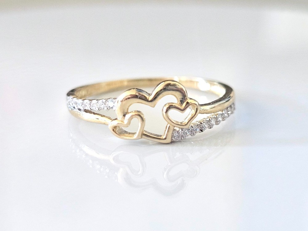 1.20Ct Round Cut Simulated Diamond Promise Heart Ring In 14k Yellow Gold Plated