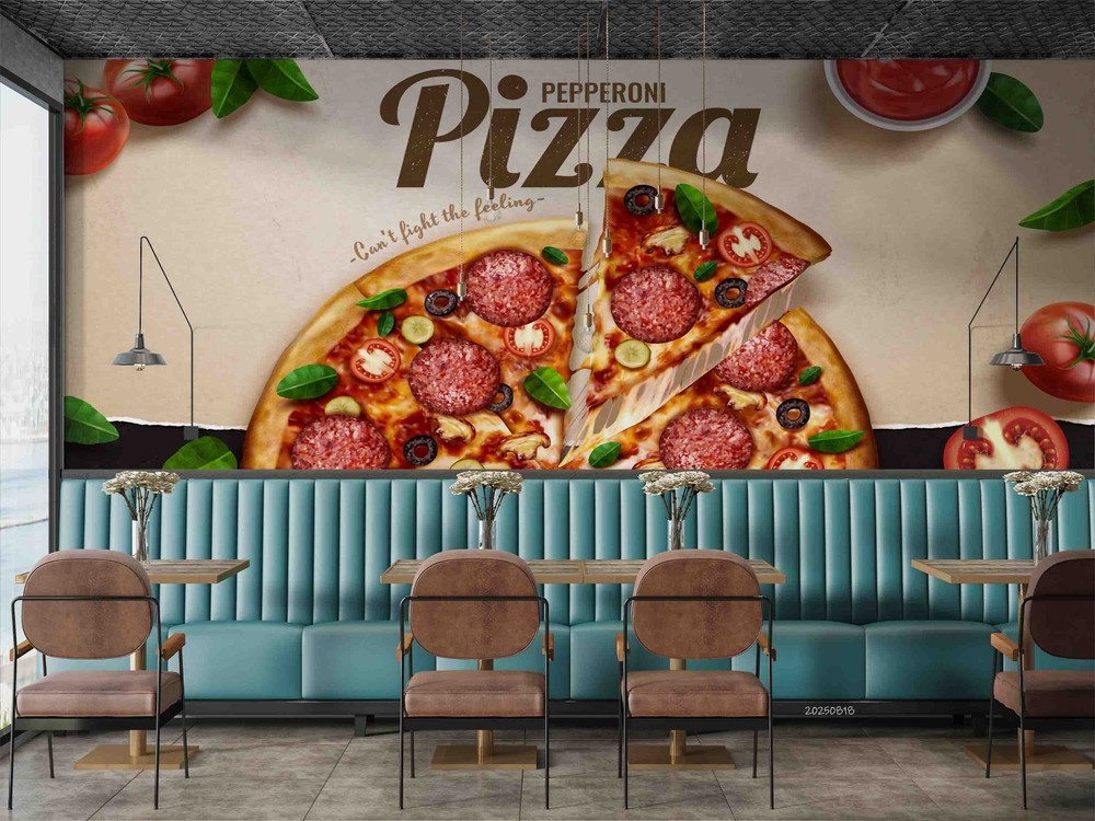 3D Restaurant Pizza Food Illustration Wall Murals Wallpaper Murals Wall Sticker