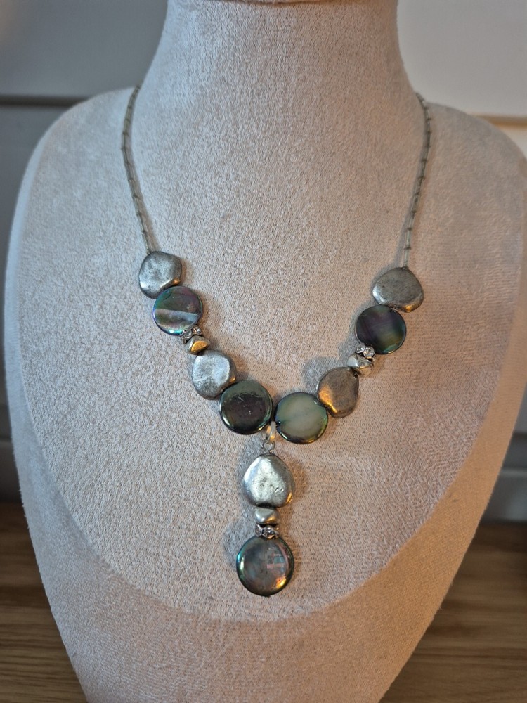 Etnika Mystic Glass Metal Bead Necklace 38-40.5cm Adjustable Length