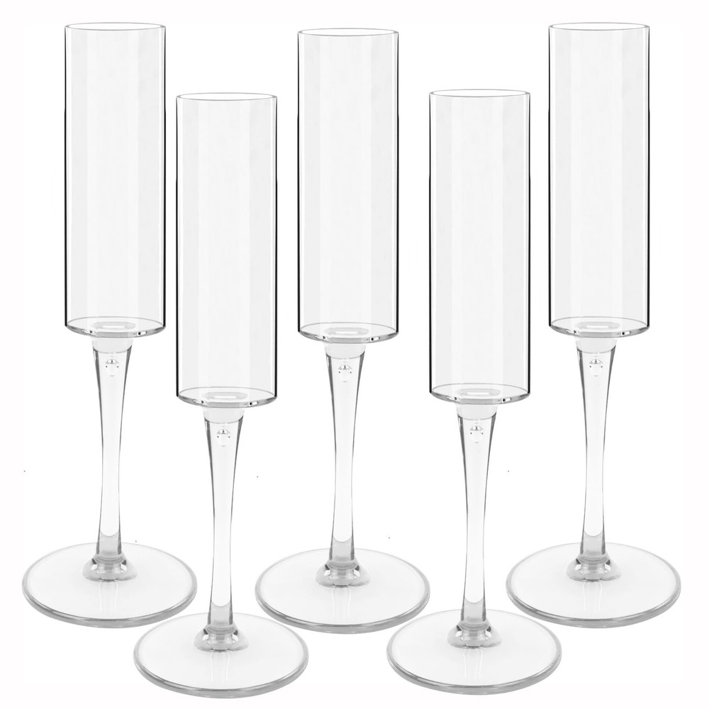 12-Piece Clear Acrylic Champagne Flutes - 6oz Tall Stemmed Plastic Glasses for Parties