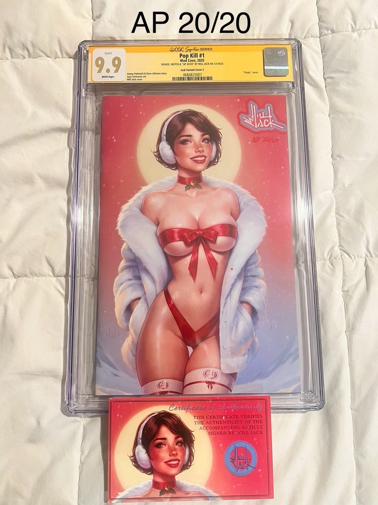 2025 Will Jack Signed Pop Kill #1 VIRGIN Holiday Cover Var C LE CGC 9.9 AP20/20