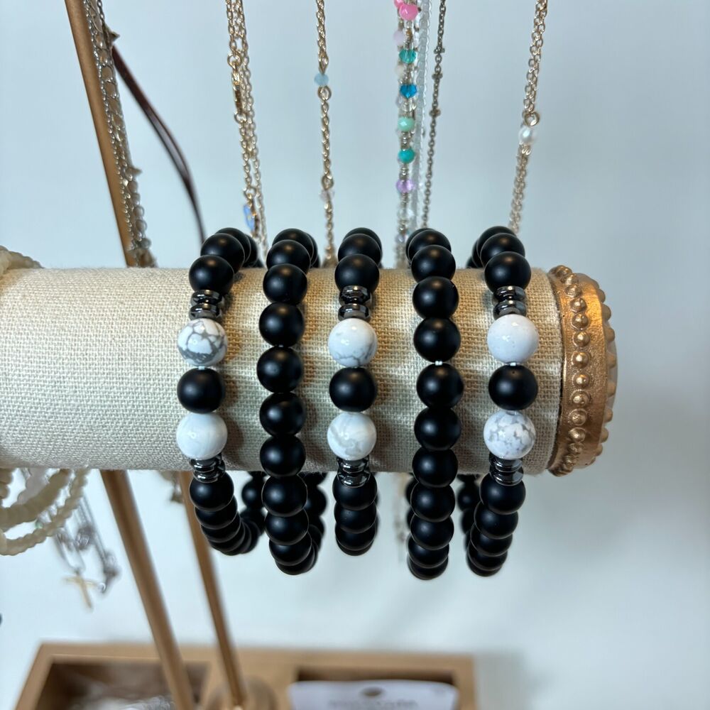 Black Obsidian Bracelet - Genuine Black Obsidian - Stretch Elastic - 8mm Round