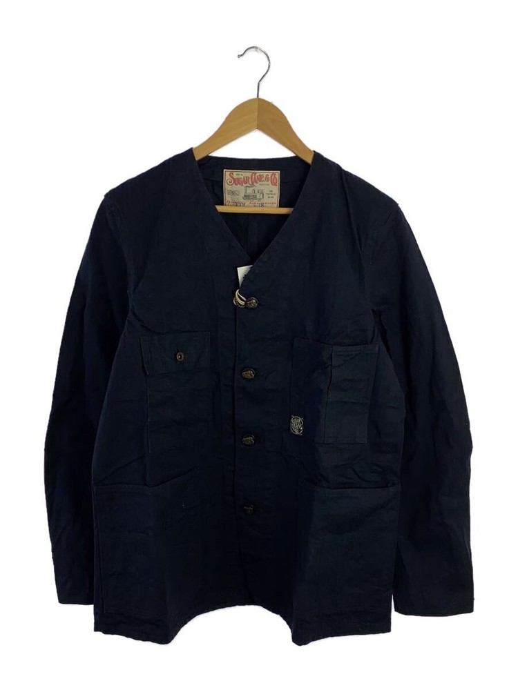 SUGAR CANE Engineer Coat No-Collar Coverall Size 38 Gray Stripe Workwear Jacket