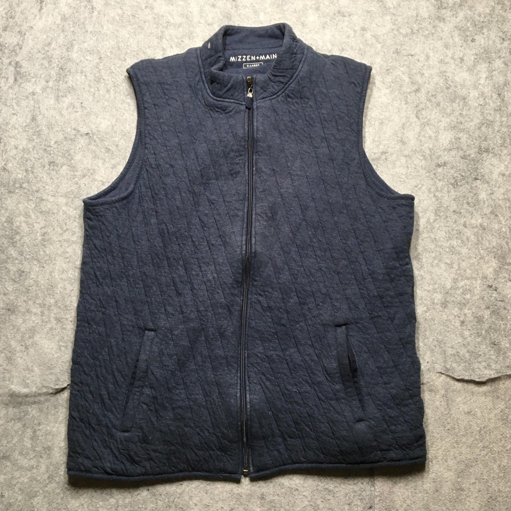 Mizzen+Main Vest Mens XL Blue Quilted FZ Lightweight Casual Outdoor Hendricks