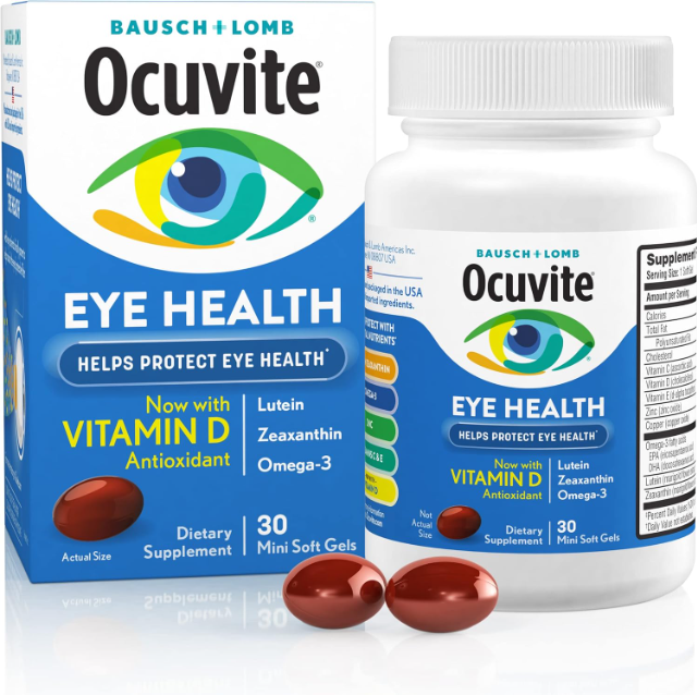Ocuvite Eye Vitamin & Mineral Supplement Contains Zinc Vitamins C E Omega 3 L...
