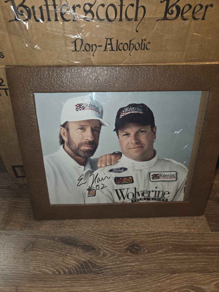 Photography And Signature Of Chuck Norris and NASCAR driver Dale Earnhardt Jr.