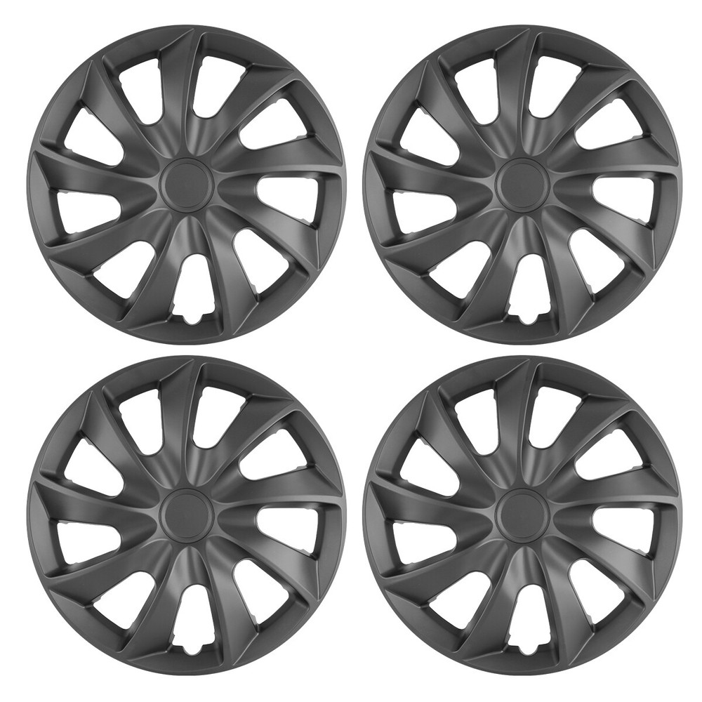 4PCS Black Matte 13-Inch Snap-On Hubcaps for Toyota Nissan Chevy R13 Wheels