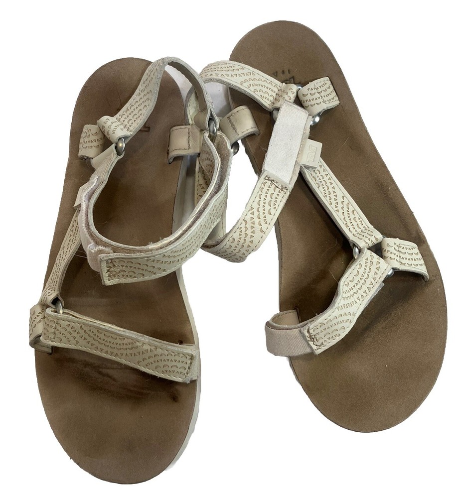 Teva Cream Midform Universal Geometric Womens Sandals Shoe Size 11
