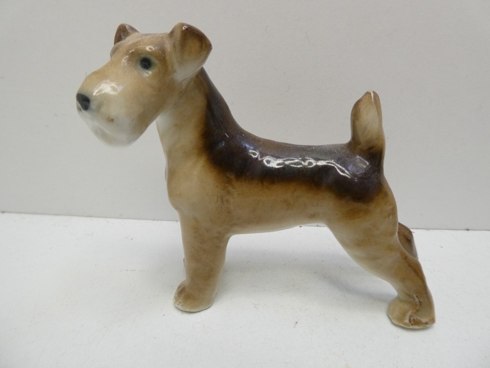 VINTAGE CERAMIC POTTERY TERRIER DOG STATUE PORCELAIN FIGURINE