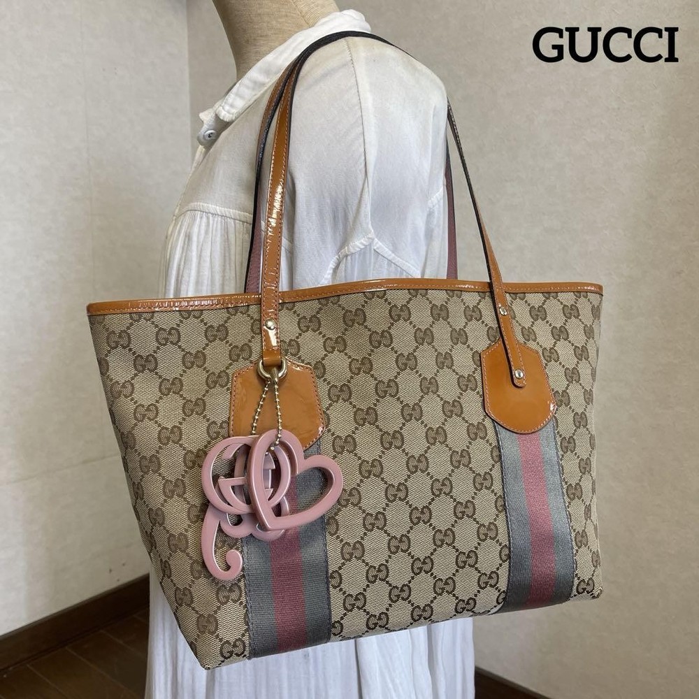 GUCCI GG Canvas Tote Bag in Beige Authentic G0805628
