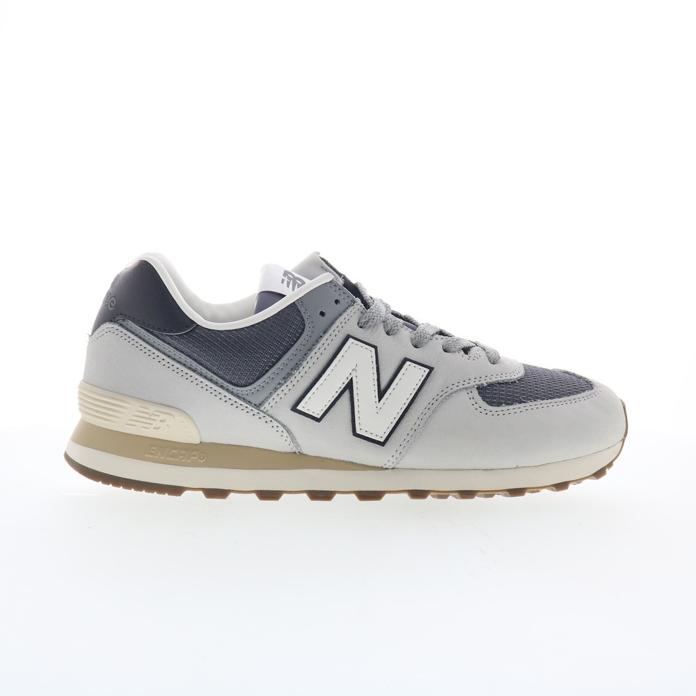 New Balance 574 U57418X Mens Gray Leather Lace Up LifeStyle Sneakers Shoes