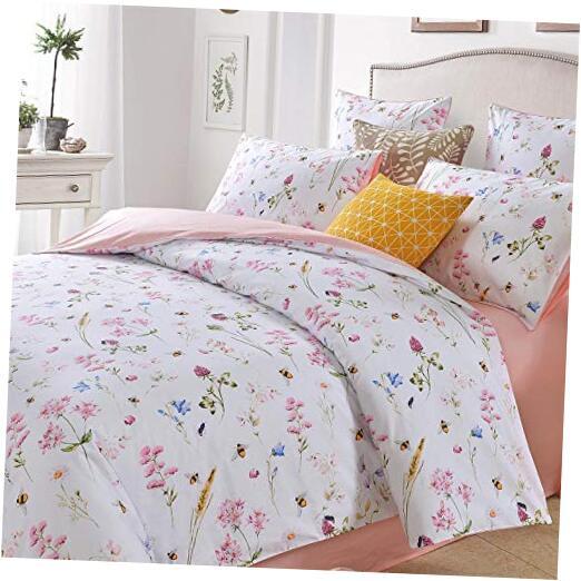 Softta Boho Floral Bedding Set Bee and Flower Bedding 3 Queen Flower and Bee