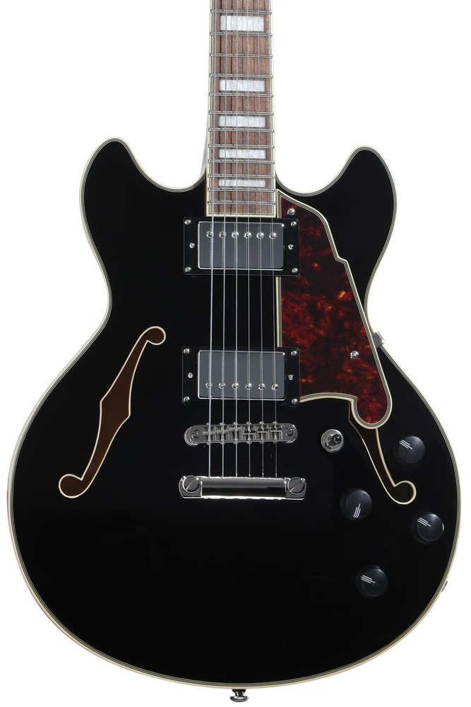 D'Angelico Premier Mini DC Electric Guitar in Black with Stopbar Tailpiece