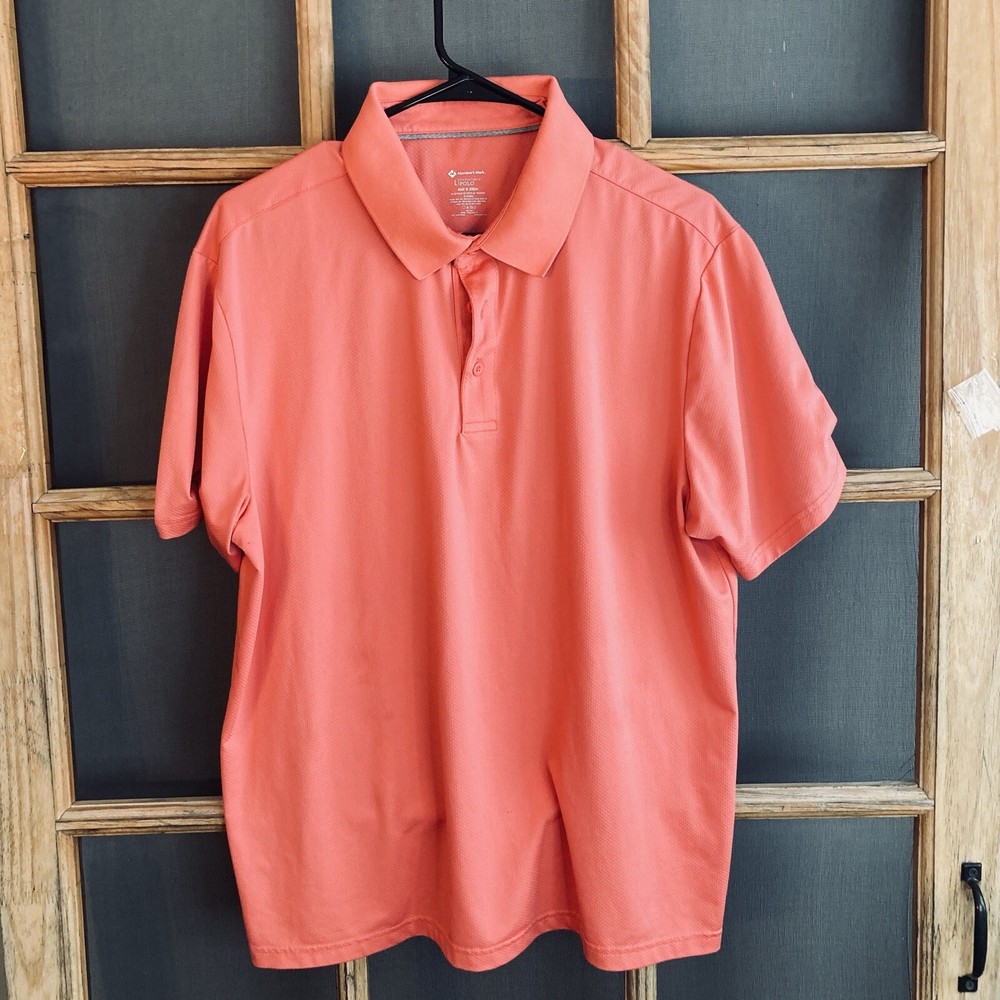 Members Mark Mens Pink Performance Polo Golf Shirt Size Large in Peach-image