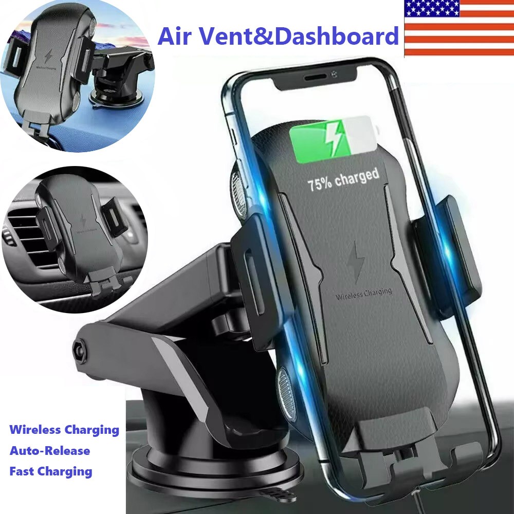 Wireless Car Charger Phone Holder 3in1 Mount Auto Clamping iPhone 17 16 15 14 13